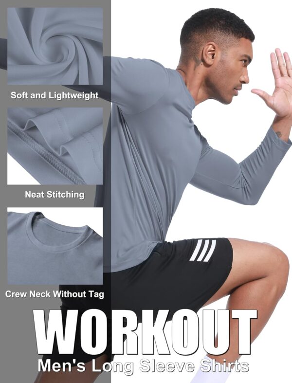 OYGSieg 6 Pack Long Sleeve Shirts for Men Moisture Wicking UPF SPF Sun Protection Tee Shirts Workout T Shirts Casual - Image 4