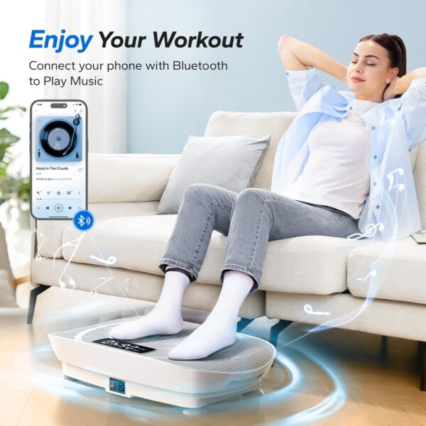 MERACH Vibration Plate Exercise Machine, Whole Body Workout Equipment for Women, Bluetooth and Silicone Pedal, Vibration Plate for Lymphatic Drainage, Vibrate Fitness Platform for Weight Loss - Image 2