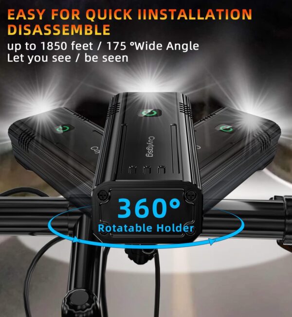 2025 New 6 LED 10000 Lumen Super Bright Bike Lights for Night Riding,360°Rotatable Bike Headlight,Bicycle Light-10 Modes,Runtime 36+ hrs,Upgrade Waterproof USB Rechargeable Bike Light,with Taillight - Image 5