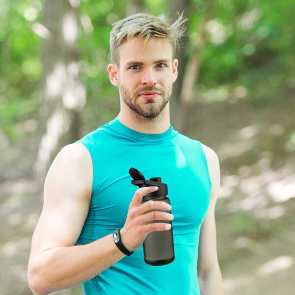 12 Pcs Plastic Sports Bottles 17 oz Reusable Water Bottles Bulk Portable Sports Drink Cups Pack with Handle for Kids Adults School Teams Gym Hike Camping Cycling(Grey) - Image 6