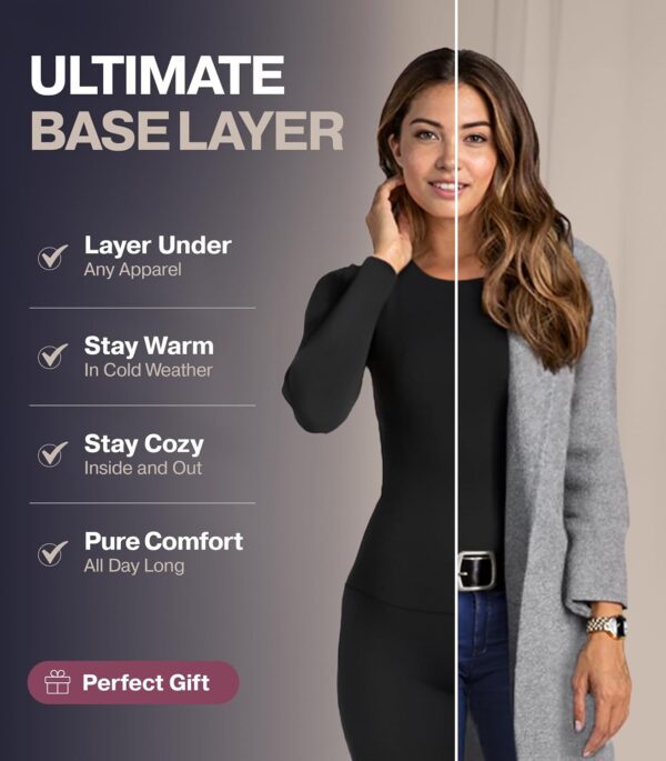 Thermajane Long Johns Thermal Underwear for Women Fleece Lined Base Layer Pajama Set Cold Weather - Image 3