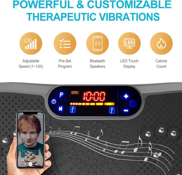 AXV Vibration Plate Fitness Platform Exercise Machine Vibrating Lymphatic Drainage Shaking Full Body Shaker Workout Vibrate Stand Shake Board Sport Gym for Weight Loss Fat Burner for Women Men - Image 5