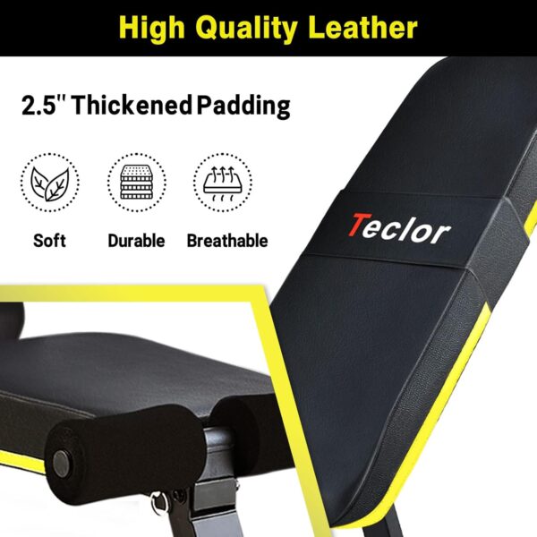 Teclor Adjustable Weight Bench, Foldable Workout Benches for Home Gym, 10 Backrest Position Exercise Bench for Strength Training, Upgraded Thickened Steel Support Max Capacity 700LBs - Image 2