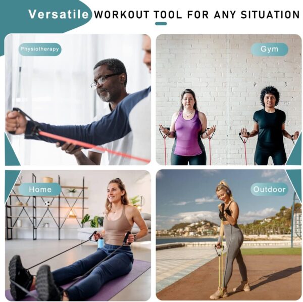 Resistance Bands with Handles, Single Resistance Bands, Exercise Bands with Handles, for Resistance Training, Physical Therapy, Home Workouts, Fitness, Pilates - Image 5