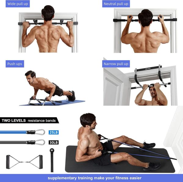 Ally Peaks Pull Up Bar for Doorway | Thickened Steel Max Limit 440 lbs Upper Body Fitness Workout Bar| Multi-Grip Strength for Doorway | Indoor Chin-Up Bar Fitness Trainer for Home Gym Portable - Image 6