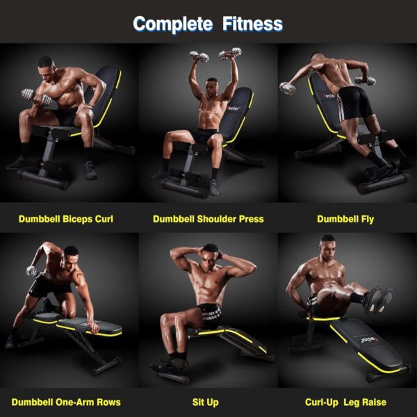 Teclor Adjustable Weight Bench, Foldable Workout Benches for Home Gym, 10 Backrest Position Exercise Bench for Strength Training, Upgraded Thickened Steel Support Max Capacity 700LBs - Image 6