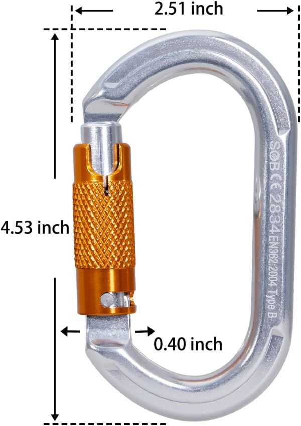 SOB Auto Locking Climbing Carabiner Clips,Heavy Duty Asymmetrical Carabiner Connector Used for Rappelling Gear Rescue Outdoor Projects Dog Leash - Image 5