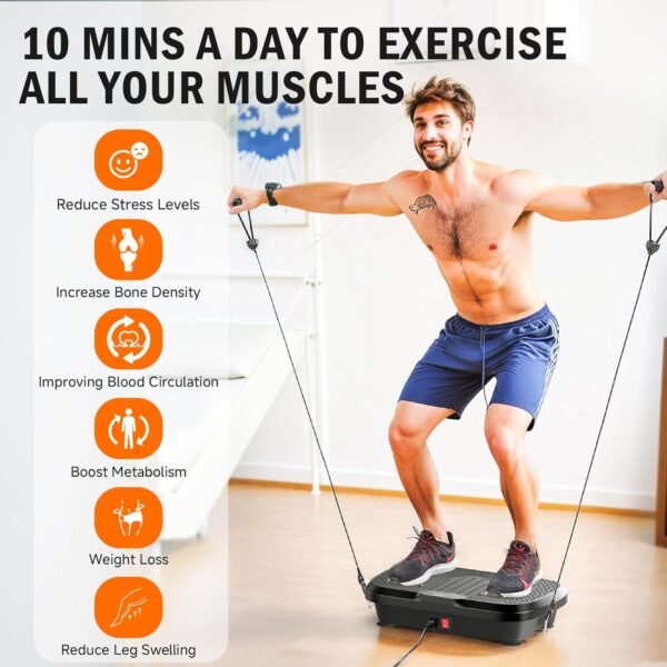 Vibration Plate Exercise Machine, Whole Body Workout Vibration Plate for Lymphatic Drainage, 240 Adjustable Speeds Power Vibrating Plate Home Fitness Platform for Shaping, Max Weight 330lbs - Image 4
