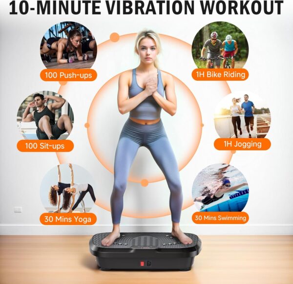 Vibration Plate Exercise Machine, Whole Body Workout Vibration Plate for Lymphatic Drainage, 240 Adjustable Speeds Power Vibrating Plate Home Fitness Platform for Shaping, Max Weight 330lbs - Image 5