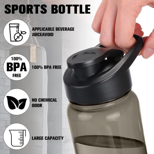 12 Pcs Plastic Sports Bottles 17 oz Reusable Water Bottles Bulk Portable Sports Drink Cups Pack with Handle for Kids Adults School Teams Gym Hike Camping Cycling(Grey) - Image 3