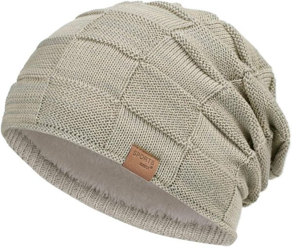 Vgogfly Slouchy Beanie for Men Winter Hats for Guys Cool Beanies Mens Lined Knit Warm Thick Skully Stocking Binie Hat