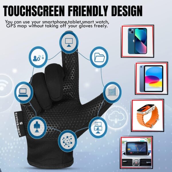 Winter Gloves for Men Women,Windproof Touchscreen Anti-Slip Cold Weather Warm Gloves for Cycling,Driving,Running - Image 2