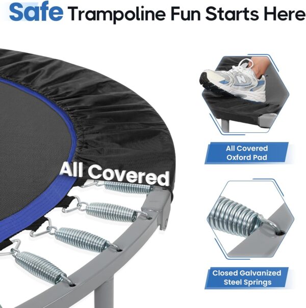 BCAN 40/48" Foldable Mini Trampoline Max Load 330lbs/440lbs, Fitness Rebounder with Adjustable Foam Handle, Exercise Trampoline for Adults Indoor/Garden Workout - Image 6