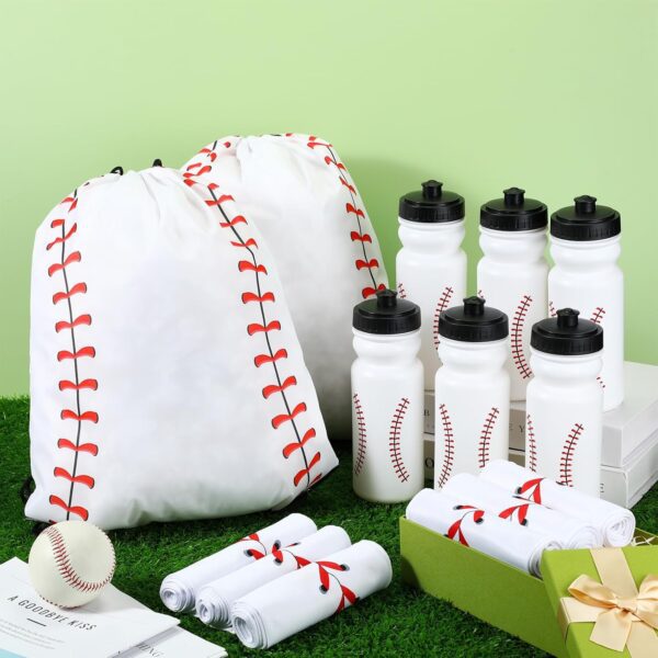 18 Pcs Sport Gifts Set Baseball Softball Soccer Party Favors Baseball Softball Soccer Cooling Towel Reusable Water Bottle and Drawstring Bag for Sports Teams Party Supplies (Baseball) - Image 4