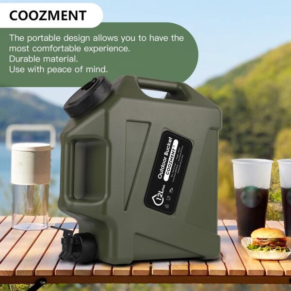 3.2 Gallon/5 Gallon Water Containers with Spigot, BPA Free Water Jug, Military Green Water Tank, Multifunction Water Storage Containers for Camping Outdoor Hiking,Emergency Stroage - Image 7