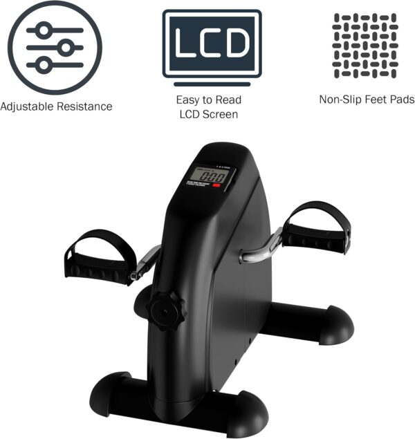 Under Desk Bike and Pedal Exerciser - At-Home Physical Therapy Equipment and Exercise Machine for Arms and Legs with LCD Screen by Wakeman Fitness - Image 3