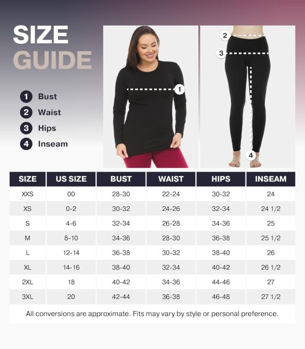 Thermajane Long Johns Thermal Underwear for Women Fleece Lined Base Layer Pajama Set Cold Weather - Image 5