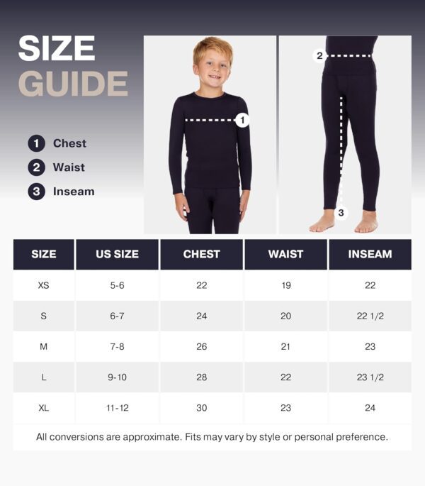 Thermajohn Thermal Underwear for Kids, Boys Thermal Underwear Set | Kids Base Layers for Skiing | Long Johns for Boys Kids - Image 5