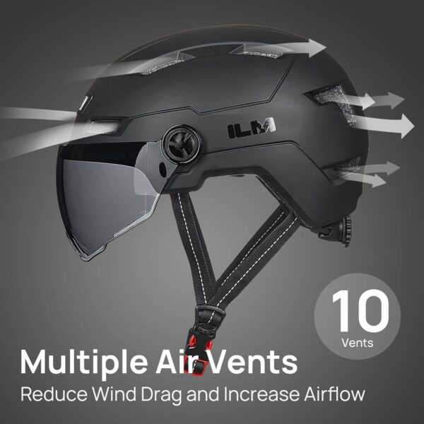 ILM Adult Bike Helmet with USB Rechargeable LED Front and Back Light Mountain&Road Bicycle Helmets for Men Women Removable Goggle Cycling Helmet E3-10L - Image 4