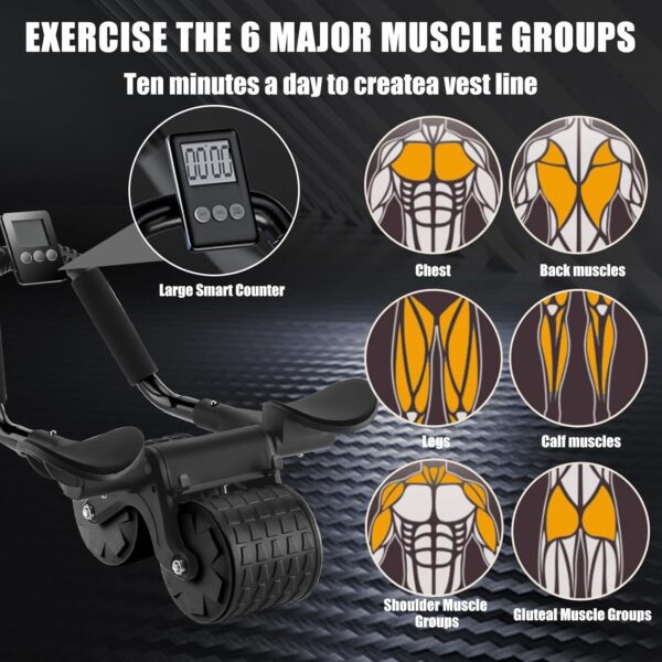 Uota Elbow Support Automatic Rebound Abdominal Wheel，Ab Roller for Abdominal Exercise Machine，Abs Workout Equipment，Dolly Core Strengthening Trainer Fitness Belly Training - Image 2