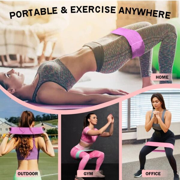 Non-Slip Fabric Resistance Bands for Working Out, Loop Exercise Bands for Booty Leg, Butt, Glute, Stretch Workout Bands for Women & Men, Hip Elastic Bands for Home Gym Fitness, Yoga, Pilates - Image 5