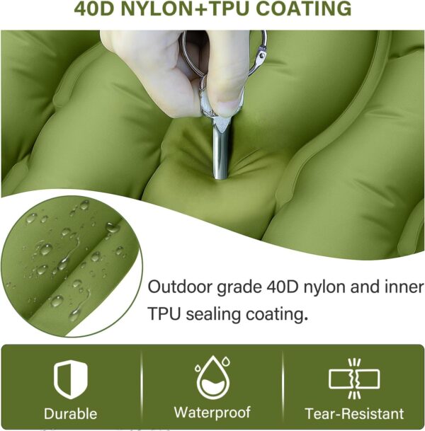 Yuzonc Camping Sleeping Pad, Ultralight Camping Mat with Pillow Built-in Foot Pump Inflatable Sleeping Pads Compact for Camping Backpacking Hiking Traveling Tent - Image 3