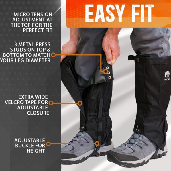 Pike Trail Waterproof Adjustable Leg Gaiters: for Hiking in Mud, Sand, and Snow - Hunting, Mountain Climbing, or Snowshoeing - Image 3