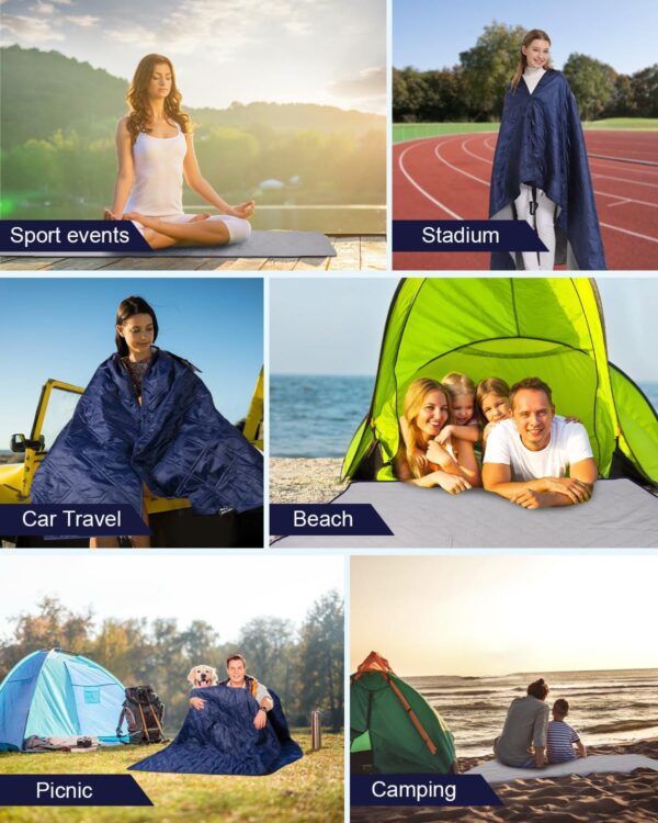 Outdoor Camping Blanket, Fleece Waterproof Stadium Blanket with Protable Bag, Lightweight Camping Blanket for Cold Weather, Sports, Pet, Beach, Picnic, Stadium, Travel, Car, 79 * 54inch - Image 7