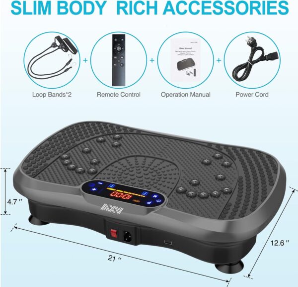AXV Vibration Plate Fitness Platform Exercise Machine Vibrating Lymphatic Drainage Shaking Full Body Shaker Workout Vibrate Stand Shake Board Sport Gym for Weight Loss Fat Burner for Women Men - Image 6