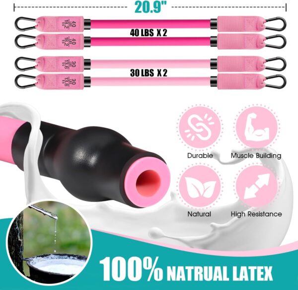 Pilates Bar Kit with Resistance Bands, Pilates Workout Equipment for Legs, Hip, Waist, Arm, Squats Exercise Equipment for Home Workouts, Adjustable 3-Section Pilates Bar Kit for Women & Men - Image 3