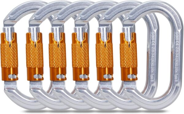 SOB Auto Locking Climbing Carabiner Clips,Heavy Duty Asymmetrical Carabiner Connector Used for Rappelling Gear Rescue Outdoor Projects Dog Leash