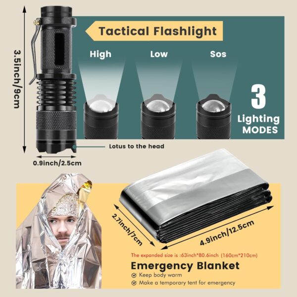 Survival kit,16 in 1 Professional Survival Gear Tool kit, Camping Gear, Camping Essentials, for Father's Day, Christmas, Hiking, Hunting - Image 3