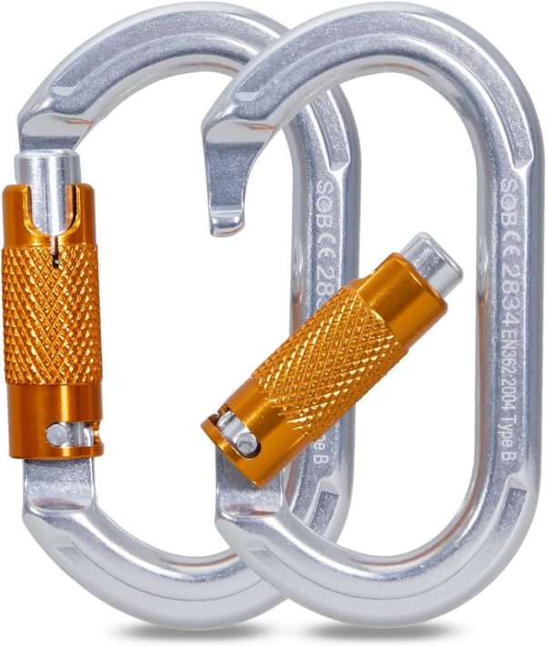 SOB Auto Locking Climbing Carabiner Clips,Heavy Duty Asymmetrical Carabiner Connector Used for Rappelling Gear Rescue Outdoor Projects Dog Leash - Image 6