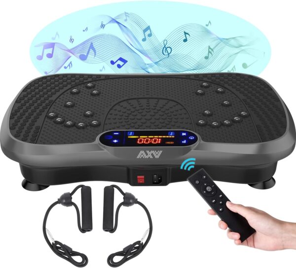 AXV Vibration Plate Fitness Platform Exercise Machine Vibrating Lymphatic Drainage Shaking Full Body Shaker Workout Vibrate Stand Shake Board Sport Gym for Weight Loss Fat Burner for Women Men