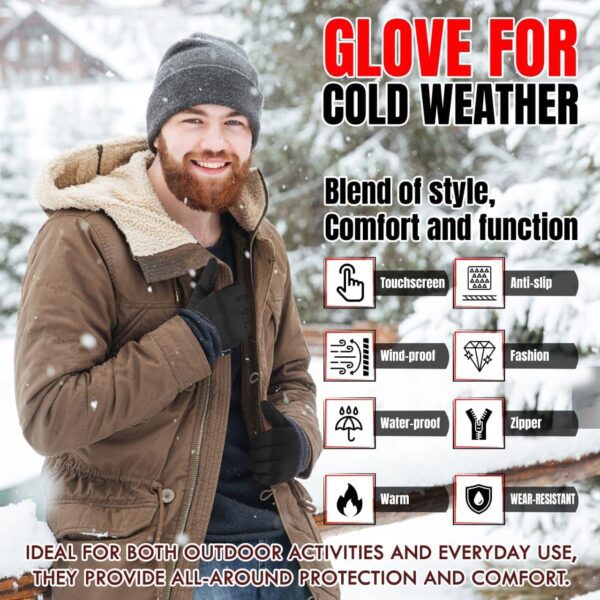 Winter Gloves for Men Women,Windproof Touchscreen Anti-Slip Cold Weather Warm Gloves for Cycling,Driving,Running - Image 6