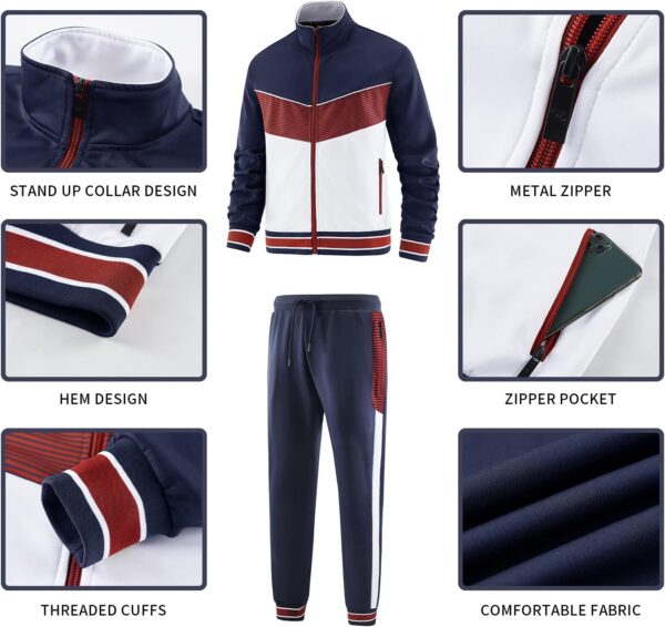 ANOTWENER Men's Casual 2 Piece Tracksuit Sets Long Sleeve Full Zip Jacket and Sweatpants Sport Outfits Sweatsuits - Image 3
