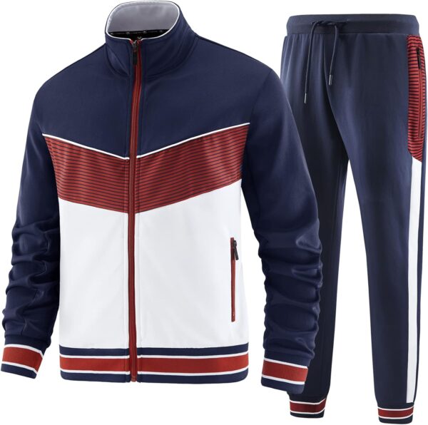 ANOTWENER Men's Casual 2 Piece Tracksuit Sets Long Sleeve Full Zip Jacket and Sweatpants Sport Outfits Sweatsuits - Image 2
