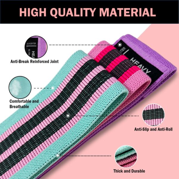 Non-Slip Fabric Resistance Bands for Working Out, Loop Exercise Bands for Booty Leg, Butt, Glute, Stretch Workout Bands for Women & Men, Hip Elastic Bands for Home Gym Fitness, Yoga, Pilates - Image 3