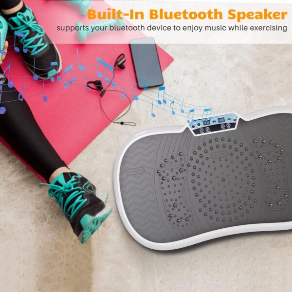 Bigzzia Vibration Plate Exercise Machine 10 Modes Whole Body Workout Vibration Fitness Platform w/ Loop Bands Jump Rope Bluetooth Speaker Home Training Equipment for Weight Loss & Toning - Image 5