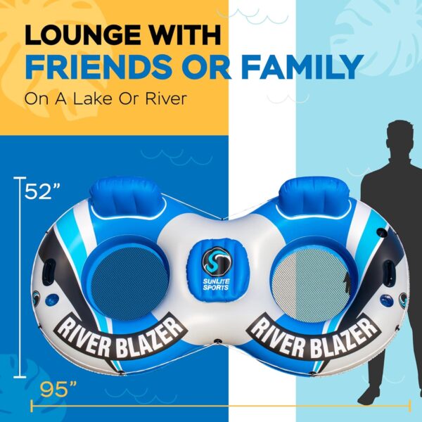 2024 New & Upgraded Sunlite Sports Heavy Duty River Tube Inflatable, Premium Water Float to Lounge Above Lake and River, Outdoor Water Raft Sport Fun, Recreational Use - Image 6