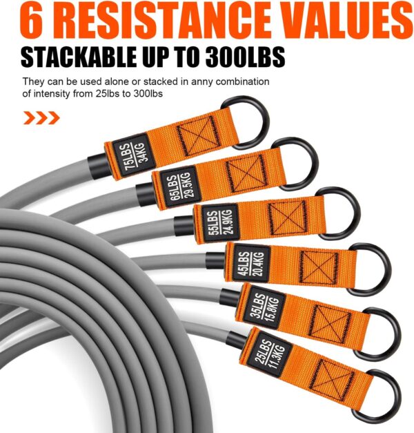 Resistance Bands, Heavy Exercise Bands with Handles, Fitness Bands for Working Out, Workout Bands for Men, Weight Bands Set for Muscle Training, Strength, Slim, Yoga, Home Gym Equipment - Image 6