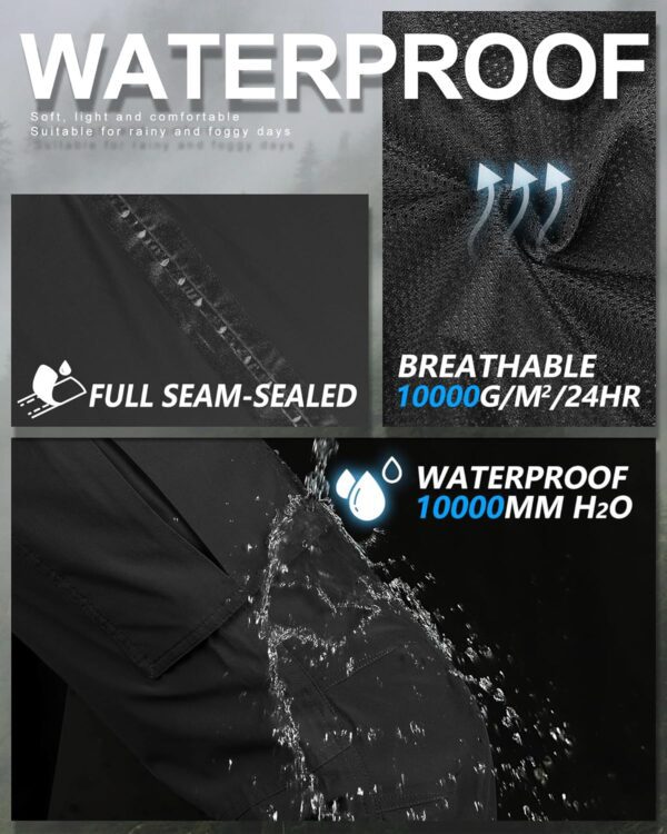 33,000ft Women's Rain Pants, Waterproof Lightweight Breathable Rain Overall Hiking Pants - Image 3