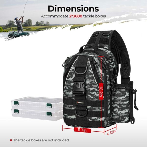 Piscifun Fishing Tackle Backpack with Rod & Gear Holder, Lightweight Outdoor Water-Resistant Fishing Shoulder Storage Bag - Image 5