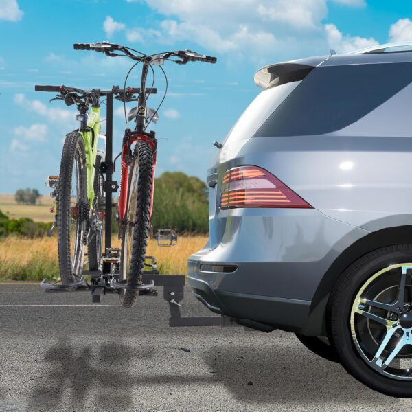 VEVOR Hitch Mount Bike Rack, 160 LBS Capacity Ebike Rack, 2-Bike Platform Style for 2-inch Receiver, Titling and Folding Bike Carrier with Tires up to 5" Wide, for Car, SUV, Truck, RV - Image 8
