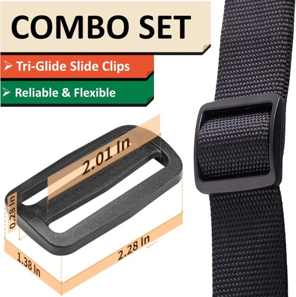 2 Inch Nylon Webbing Strap with Plastic Tri-Glide Slide Clips, 10 25 50 Yards Heavy Duty Nylon Strapping for Indoor or Outdoor Gear, DIY Crafting, Repairing - Image 4