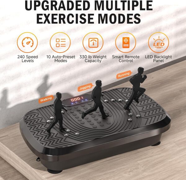 Vibration Plate Exercise Machine, Whole Body Workout Vibration Plate for Lymphatic Drainage, 240 Adjustable Speeds Power Vibrating Plate Home Fitness Platform for Shaping, Max Weight 330lbs - Image 3