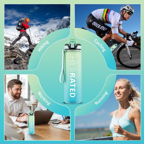 Water Bottle with Straw, 32oz Motivational Water Bottles with Time Marker to Drink, Tritan BPA Free, 1L Sports Water Bottle with Carry Strap LeakProof for Women Gym Fitness Outdoor (1 Pack) - Image 7
