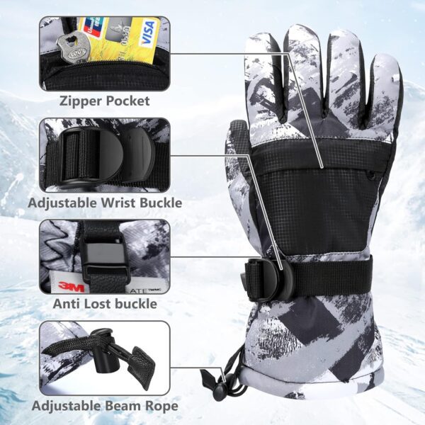 Ski Gloves, Warmest Waterproof and Breathable Snow Gloves for Cold Weather, Fits Both Men & Women,for Parent Child Kids Outdoor - Image 2