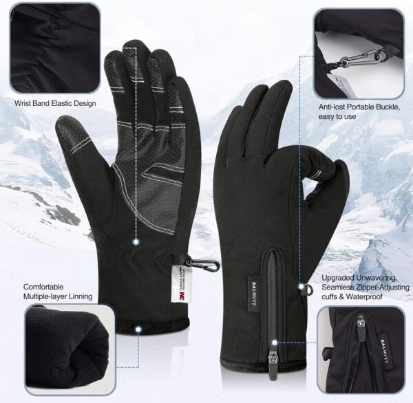 -10℉ Waterproof Winter Gloves for Men & Women, Breathable Thermal Gloves, 5-Layer Touch Screen Cold Weather Gloves - Image 6