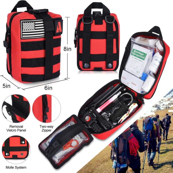 Survival Kit 232 pcs Professional Survival Gear Emergency Tactical First Aid Kit Outdoor Trauma Bag for Men Women Adventure Camping Hiking Hunting - Image 2